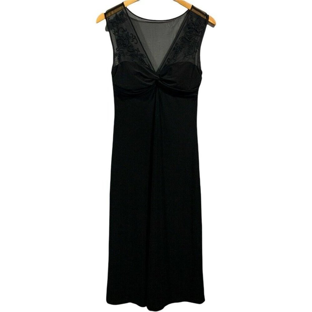Laundry By Shelli Segal Sheer Mesh Floral Top Gown Black Gown Size S